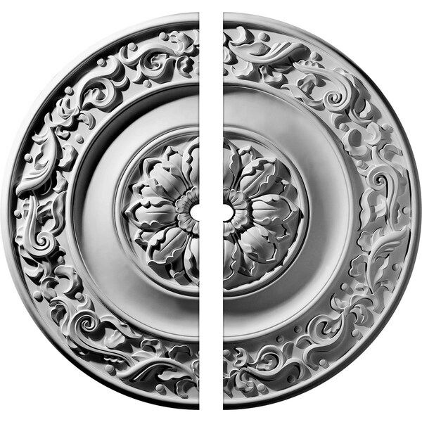 Ekena Millwork Milan Ceiling Medallion, Two Piece (Fits Canopies up to 2 1/2"), 47 5/8"OD x 2 1/2"ID x 2 3/4"P CM47MI2-02500 - main